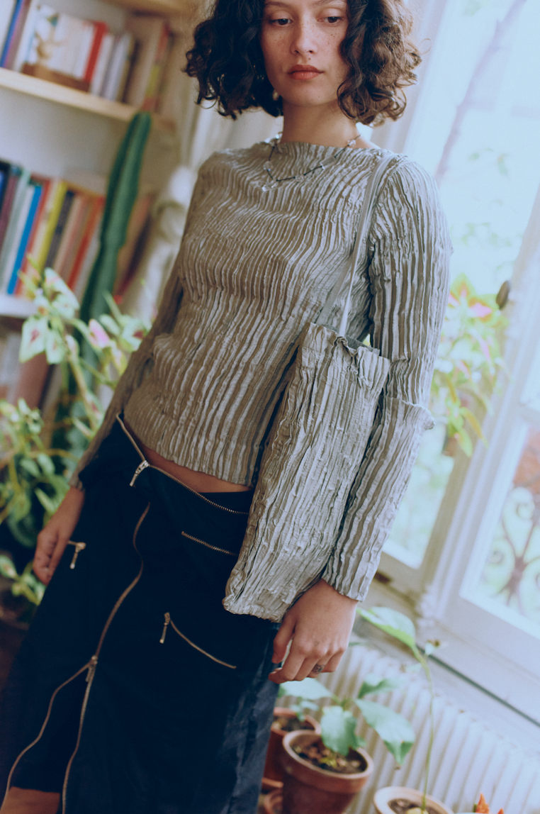 Plissé silk bag