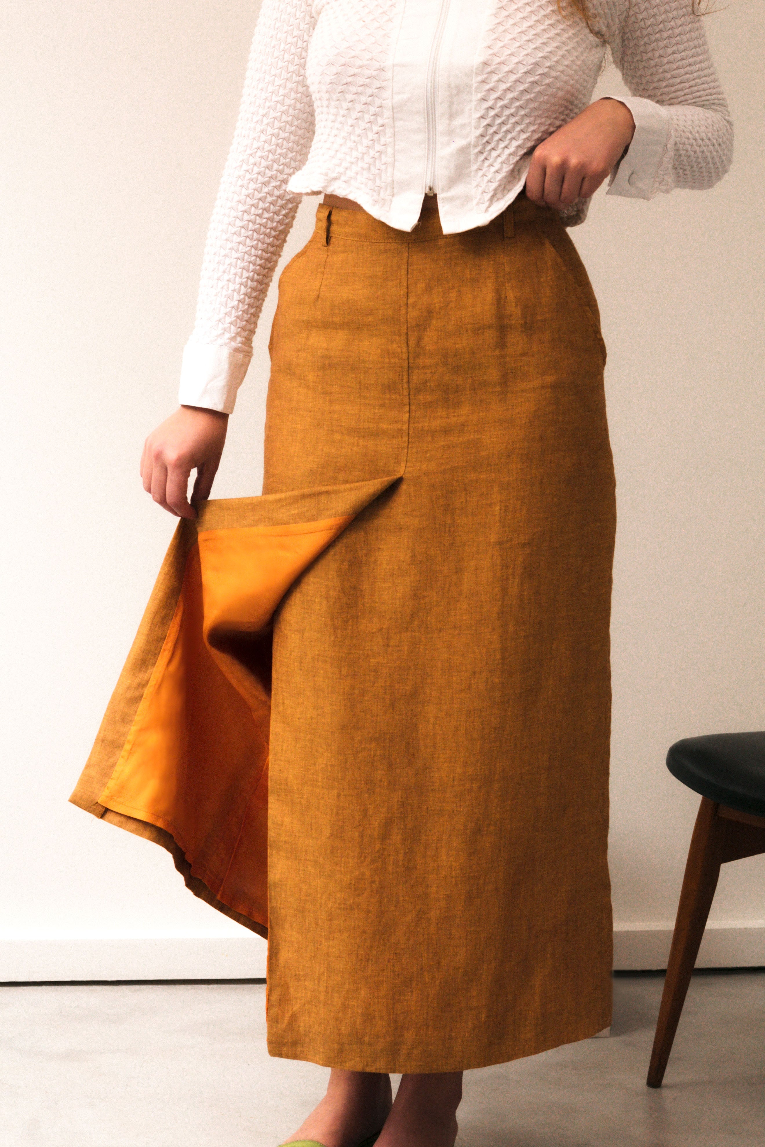 Linen pencil outlet skirt